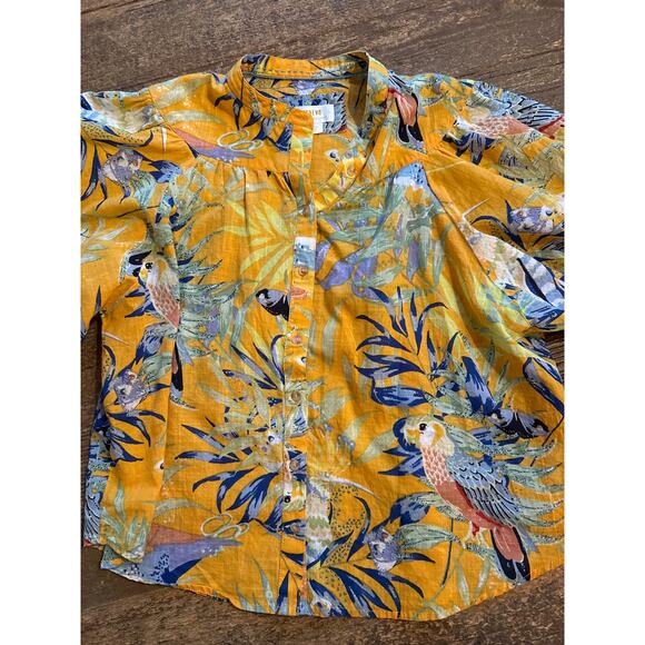Maeve by Anthropologie Puff Sleeve Tropical Bird Blouse - Picture 7 of 11